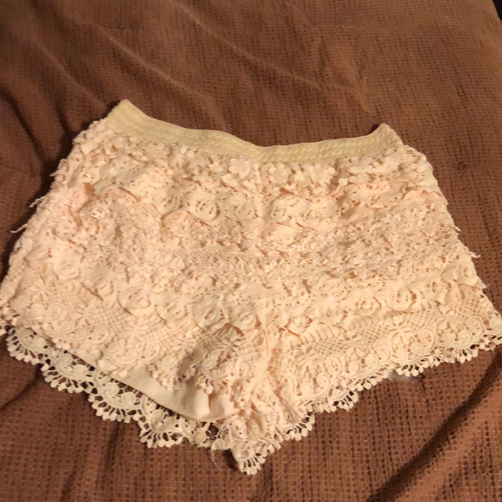Pink lace shorts